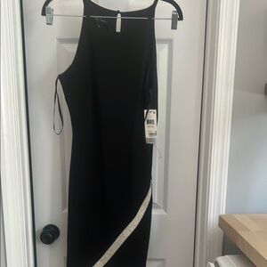 BCX Asymmetrical One Shoulder Black and White Sheath Dress
